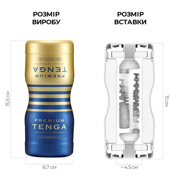Мастурбатор Tenga Premium Dual Sensation Cup, двухсторонний, с двумя независимыми каналами