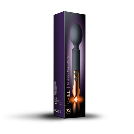 Вибромассажер Rocks Off Oriel Black, водонепроницаемый, гибкая головка, мощный, LED подсветка || Вібромасажер Rocks Off Oriel Black, водонепроникний, гнучка головка, невеликий та потужний, LED-підс