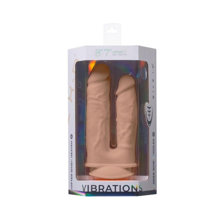 Двойной фаллоимитатор с вибрацией SilexD Double Gusto Vibro Flesh (Model 1 size 8" & 7") + LRS, диам || Подвійний фалоімітатор з вібрацією SilexD Double Gusto Vibro Flesh (Model 1 size 8" & 7") + LRS, діа