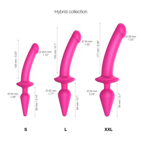 Анальная пробка с дилдо Strap-On-Me SWITCH PLUG-IN SEMI-REALISTIC DILDO FUCHSIA - L (мятая упаковка) || Анальна пробка з дилдо Strap-On-Me SWITCH PLUG-IN SEMI-REALISTIC DILDO FUCHSIA - L (м'ята упаковка)