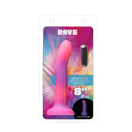 Светящийся в темноте фаллоимитатор ADDICTION Rave 8″ Glow in the Dark Dildo Pink Purple, 20,3 см || Фалоімітатор, що світиться в темряві, ADDICTION Rave 8″, Glow in the Dark Dildo Pink Purple, 20,3 см