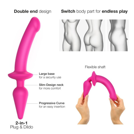 Анальная пробка с дилдо Strap-On-Me SWITCH PLUG-IN SEMI-REALISTIC DILDO FUCHSIA - L (мятая упаковка) || Анальна пробка з дилдо Strap-On-Me SWITCH PLUG-IN SEMI-REALISTIC DILDO FUCHSIA - L (м'ята упаковка)