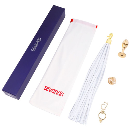 Металлическая анальная пробка Хвост пони LOCKINK SEVANDA White Pony-Tail Anal Rose-shape Plug || Металева анальна пробка Хвіст поні LOCKINK SEVANDA White Pony-Tail Anal Rose-shape Plug