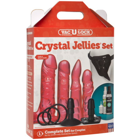 Набор для страпона Doc Johnson Vac-U-Lock Crystal Jellies Set, диаметр 3,8см, 2×4,5см, 5,1см || Набір для страпона Doc Johnson Vac-U-Lock Crystal Jellies Set, діаметр 3,8см, 2×4,5см, 5,1 см