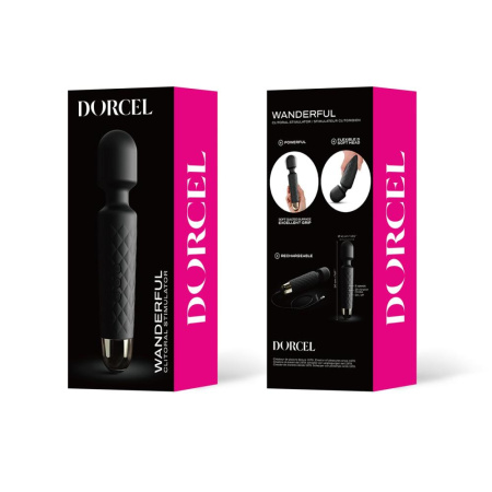 Мини-вибромассажер Dorcel Wand Wanderful Black мощный, водонепроницаемый, 18 режимов работы || Мінівібромасажер Dorcel Wand Wanderful Black потужний, водонепроникний, 18 режимів роботи