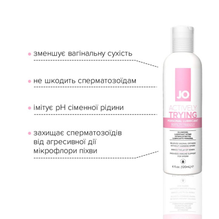 Лубрикант способствующий оплодотворению JO Actively Trying (120 мл), содержит арабиногалактан || Лубрикант, що сприяє заплідненню JO Actively Trying (120 мл), містить арабіногалактан