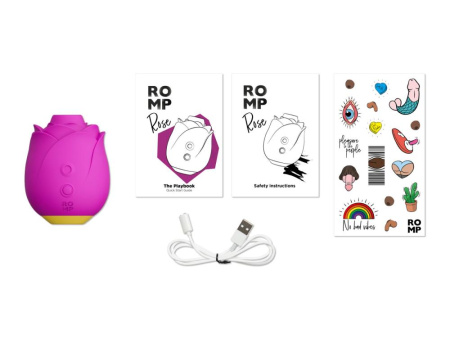 Шикарный вакуумный клиторальный стимулятор Romp Rose Pink, в виде розы || Шикарний вакуумний кліторальний стимулятор Romp Rose Pink, у вигляді троянди