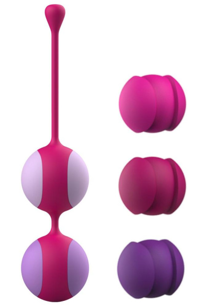 Вагінальні кульки Liebe Kewos — Cerise/Candy Violet, 5 кульок у комплекті, 15, 25, 35, 45 та 55 г