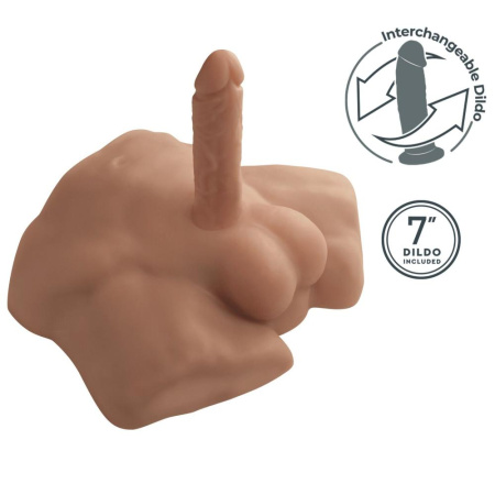 Полуторс с фаллоимитатором на присоске SilexD Apollo S Male Torso Caramel || Півторс з фалоімітатором на присосці SilexD Apollo S Male Torso Caramel