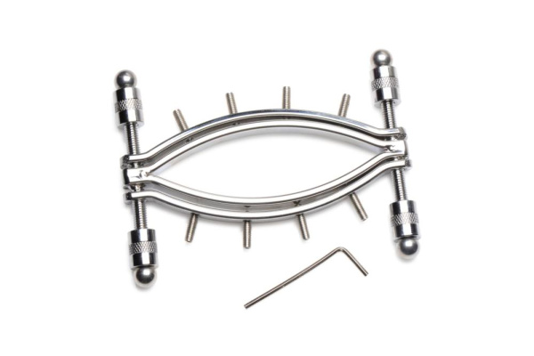 Зажим для вагины Master Series: Spread 'Em Poker Vagina Clamp with Adjustable Pressure Screws, шипы