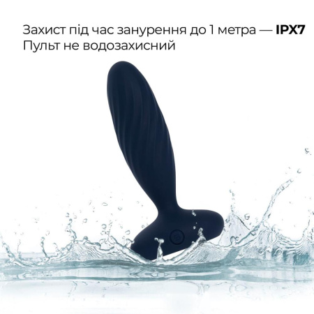 Анальная смарт-вибропробка с пульсацией Svakom Jordan Navy Blue, пульт ДУ || Анальна смарт-вібропробка з пульсацією Svakom Jordan Navy Blue, пульт ДК