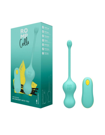 Виброяйцо для точки G с пультом управления Romp Cello Light Teal, водонепроницаемое || Віброяйце для точки G з пультом керування Romp Cello Light Teal, водонепроникне