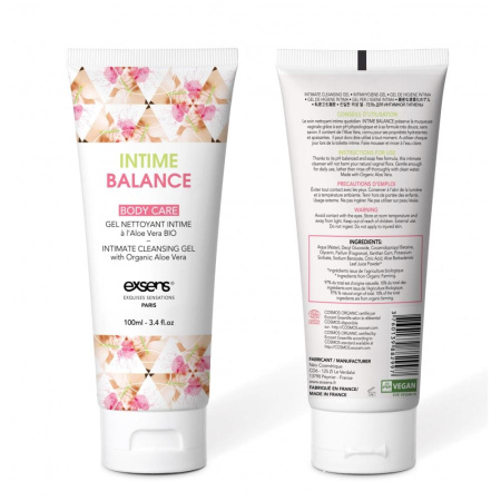 Гель для интимной гигиены EXSENS Intime Balance, 100 мл, с экстрактом листьев органического алоэ || Гель для інтимної гігієни EXSENS Intime Balance, 100 мл, з екстрактом листя органічного алое