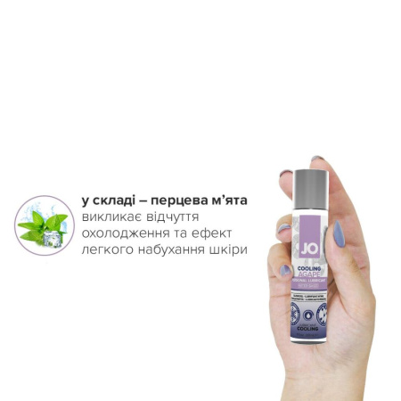Охлаждающая смазка JO AGAPE — COOLING (30 мл) без глицерина, гликоля и парабенов || Охолоджувальна змазка JO AGAPE — COOLING (30 мл) без гліцерину, гліколю та парабенів