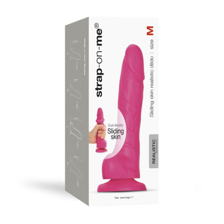 Реалистичный фаллоимитатор Strap-On-Me Sliding Skin Realistic Dildo Fuchsia M, эффект подвижной кожи || Реалістичний фалоімітатор Strap-On-Me Sliding Skin Realistic Dildo Fuchsia M, ефект рухливої шкіри
