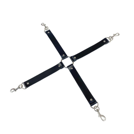 Крестовина из натуральной кожи Art of Sex – 4 Way Connector, черный || Хрестовина з натуральної шкіри Art of Sex – 4 Way Connector, чорний