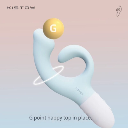 Вибратор-кролик для точки G KISTOY Big G Blue, изогнутый отросток, автоматический подогрев || Вібратор-кролик для точки G KISTOY Big G Blue, вигнутий відросток, автоматичний підігрів