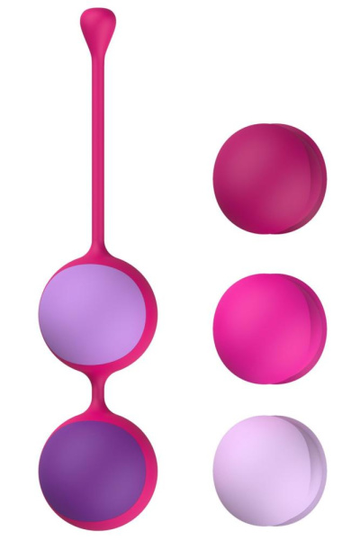 Вагінальні кульки Liebe Kewos — Cerise/Candy Violet, 5 кульок у комплекті, 15, 25, 35, 45 та 55 г