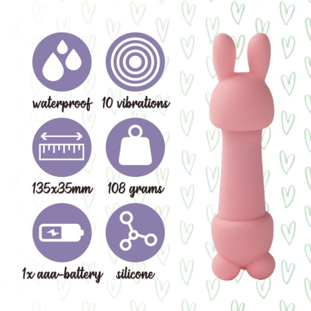 Мини-вибратор FeelzToys Mister Bunny Pink с двумя насадками || Мінівібратор FeelzToys Mister Bunny Pink з двома насадками