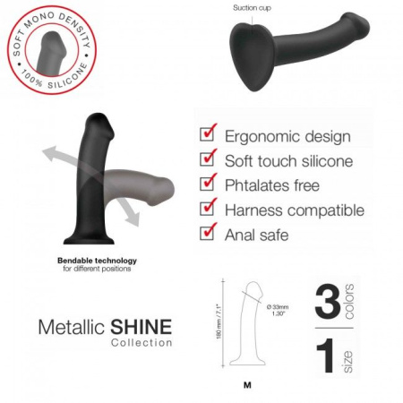 Насадка для страпона Strap-On-Me Mono Density Dildo Violet M, диам. 3,3см, однослойный силикон, гибк || Насадка для страпону Strap-On-Me Mono Density Dildo Violet M, діам. 3,3 см, одношаровий силікон, гну