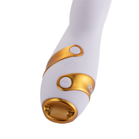 Вибратор-кролик с флоггером LOCKINK SEVANDA Whip Vibrating Massage Wand - White & Golden || Вібратор-кролик з флогером LOCKINK SEVANDA Whip Vibrating Massage Wand - White & Golden