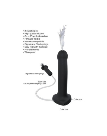 Кончающий фаллоимитатор Strap-On-Me Dildo Cum Black, диаметр 3,6см, силикон, насадка для страпона || Фалоімітатор, що кінчає Strap-On-Me Dildo Cum Black, діаметр 3,6 см, силікон, насадка для страпону