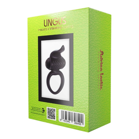 Эрекционное виброкольцо Adrien Lastic Lingus Black с язычком и щеточкой для стимуляции клитора || Ерекційне віброкільце Adrien Lastic Lingus Black з язичком і щіточкою для стимуляції клітора