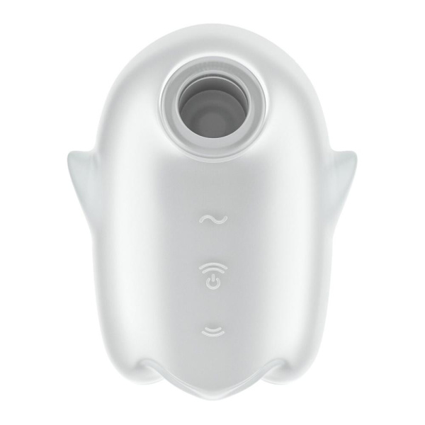 Вакуумний кліторальний стимулятор з вібрацією Satisfyer Glowing Ghost White, світиться в темряві