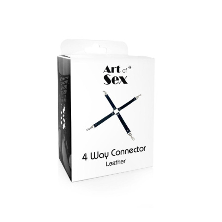 Крестовина из натуральной кожи Art of Sex – 4 Way Connector, черный || Хрестовина з натуральної шкіри Art of Sex – 4 Way Connector, чорний