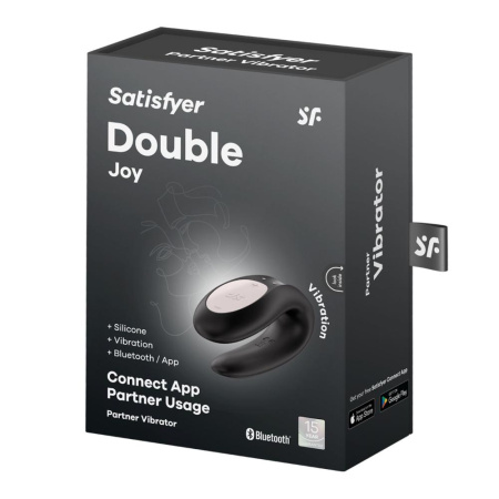 Смарт-вибратор для пар Satisfyer Double Joy Black с широким клиторальным стимулятором || Смарт-вібратор для пар Satisfyer Double Joy Black із широким кліторальним стимулятором