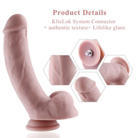 Силиконовый фаллоимитатор для секс-машин Hismith 8.3″ Silicone Dildo, изогнутый, система KlicLok || Силіконовий фалоімітатор для секс-машин Hismith 8.3″ Silicone Dildo, вигнутий, система KlicLok