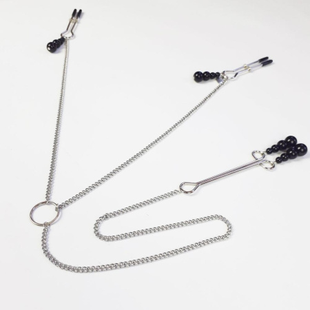 Зажимы для сосков и клитора Art of Sex - Nipple and clit clamps Black Pearl || Затискач для сосків та клітора Art of Sex - Nipple and clit clamps Black Pearl