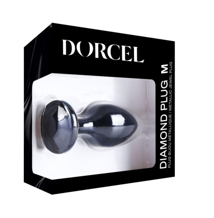 Металлическая анальная пробка с кристаллом Dorcel Diamond Plug Black M || Металева анальна пробка з кристалом Dorcel Diamond Plug Black M
