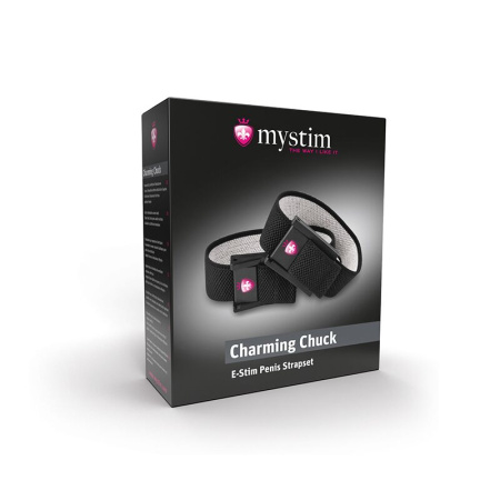 Утяжка для пениса Mystim Charming Chuck, два регулируемых текстильных ремня с электродами || Утяжка для пеніса Mystim Charming Chuck, два регульованих текстильних ременя з електродами