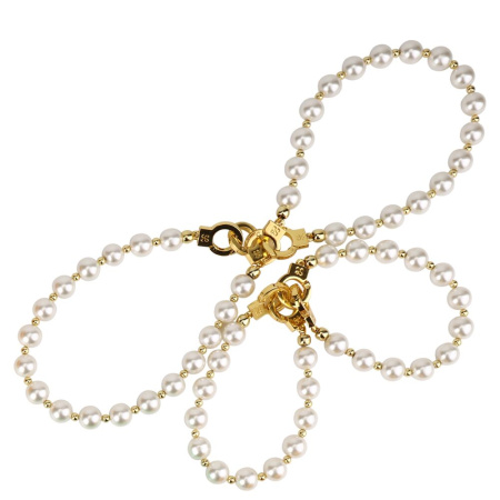 Жемчужные наручники и поножи LOCKINK Pearl Handcuffs & Anklecuffs || Перлинні наручники та поножі LOCKINK Pearl Bondage & Restraint Set