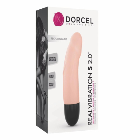 Вибратор Dorcel Real Vibration S Flesh 2.0, диам 3,7см, перезаряжаемый, для точки G || Вібратор Dorcel Real Vibration S Flesh 2.0, діаметр 3,7см, перезаряджається, для точки G