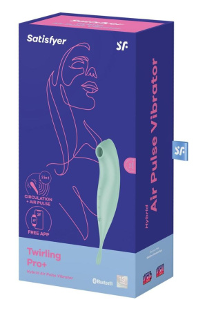 Смарт-вибратор для клитора с вакуумной стимуляцией Satisfyer Twirling Pro+ Mint || Смарт-вібратор для клітора з вакуумною стимуляцією Satisfyer Twirling Pro+ Mint