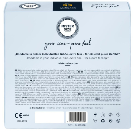Презервативы Mister Size - pure feel - 53 (36 condoms), толщина 0,05 мм || Презервативи Mister Size - pure feel - 53 (36 condoms), товщина 0,05 мм