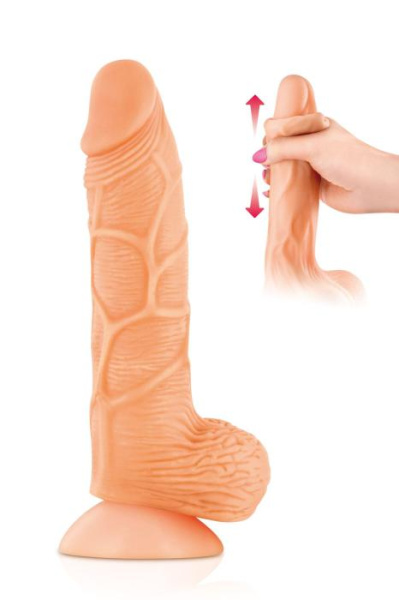 Фалоімітатор із рухомою крайньою плоттю Real Body — Real Brad, діаметр 4,5 см, TPE