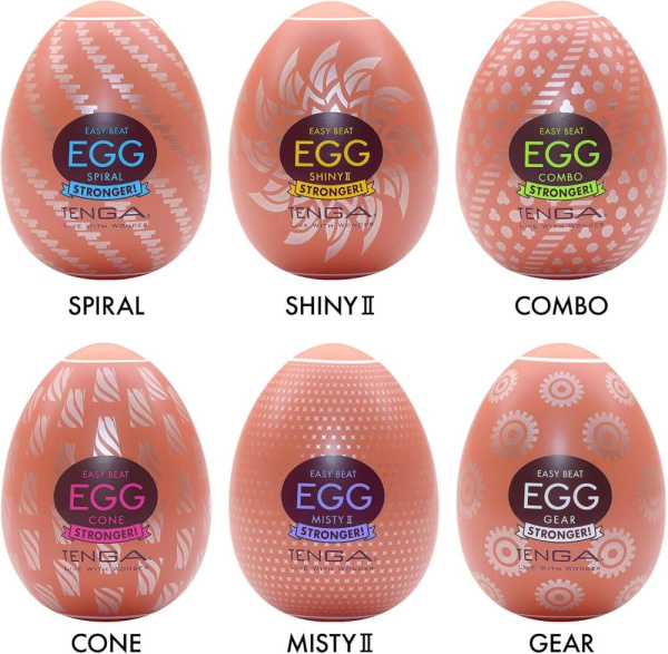 Набір мастурбаторів-яєць Tenga Egg Hard Boilded II Pack (6 яєць), щільний TPE, опукла текстура