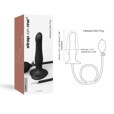 Надувной фаллоимитатор Strap-On-Me INFLATABLE DILDO PLUG - NOIR, шарик внутри, диаметр до 6 см || Надувний фалоімітатор Strap-On-Me INFLATABLE DILDO PLUG - NOIR, кулька всередині, діаметр до 6 см