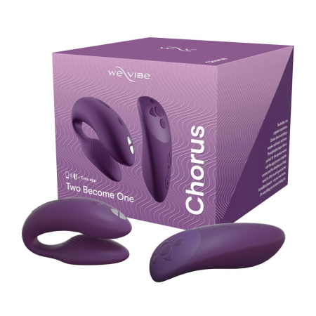 Смарт-вибратор для пар We-Vibe Chorus Purple, сенсорное управление вибрациями сжатием пульта || Смарт-вібратор для пар We-Vibe Chorus Purple, сенсорне керування вібраціями стисненням пульта