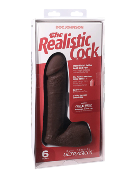 Фаллоимитатор Doc Johnson The Realistic Cock 6 inch Black - ULTRASKYN, Vac-U-Lock, диаметр 4,3см