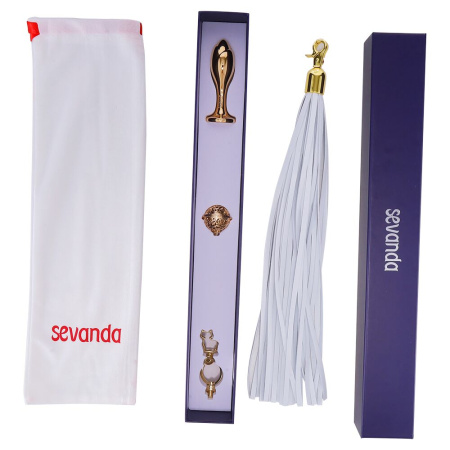 Металлическая анальная пробка Хвост пони LOCKINK SEVANDA White Pony-Tail Anal Rose-shape Plug || Металева анальна пробка Хвіст поні LOCKINK SEVANDA White Pony-Tail Anal Rose-shape Plug