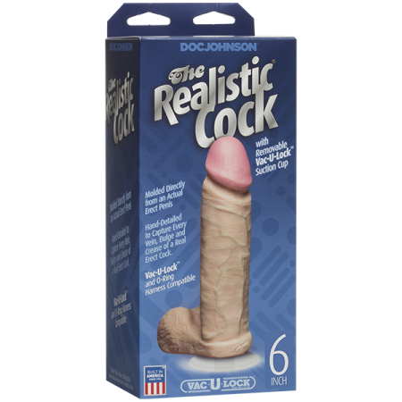 Фаллоимитатор Doc Johnson The Realistic Cock 6 inch White - PVC, Vack-U-Lock, диаметр 4,3см || Фалоімітатор Doc Johnson The Realistic Cock 6 inch White - PVC, Vack-U-Lock, діаметр 4,3 см