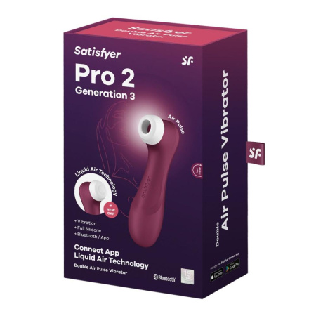 Вакуумный клиторальный стимулятор Satisfyer Pro 2 Generation 3 with Liquid Air Connect App Wine Red || Вакуумний кліторальний стимулятор Satisfyer Pro 2 Generation 3 with Liquid Air Connect App Wіnе Red