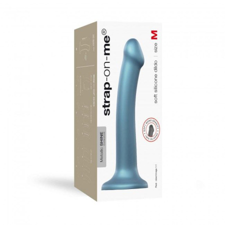 Насадка для страпона Strap-On-Me Mono Density Dildo Blue M, диам. 3,3см, однослойный силикон, гибкий || Насадка для страпону Strap-On-Me Mono Density Dildo M Blue, діам. 3,3 см, одношаровий силікон, гнучк