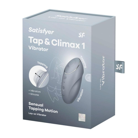 Вибростимулятор-пульсатор Satisfyer Tap & Climax 1 Bluegrey, эффект постукивания пальцем, 2 мотора || Вібростимулятор-пульсатор Satisfyer Tap & Climax 1 Bluegrey, ефект постукування пальцем, 2 мотори