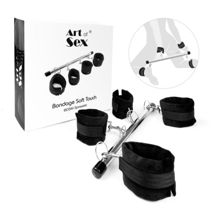 Колодка-распорка для рук и ног Art of Sex – Bondage Soft Touch BDSM Spreader, черный || Колодка-розпірка для рук та ніг Art of Sex – Bondage Soft Touch BDSM Spreader, чорний