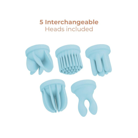 Вибратор Adrien Lastic Caress Blue с крутящимися насадками для стимуляции эрогенных зон || Вібратор Adrien Lastic Caress Blue з насадками для стимуляції ерогенних зон, які обертаються.